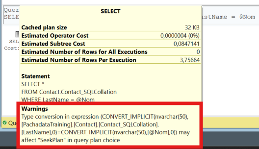 Implicit conversion warning in an execution plan